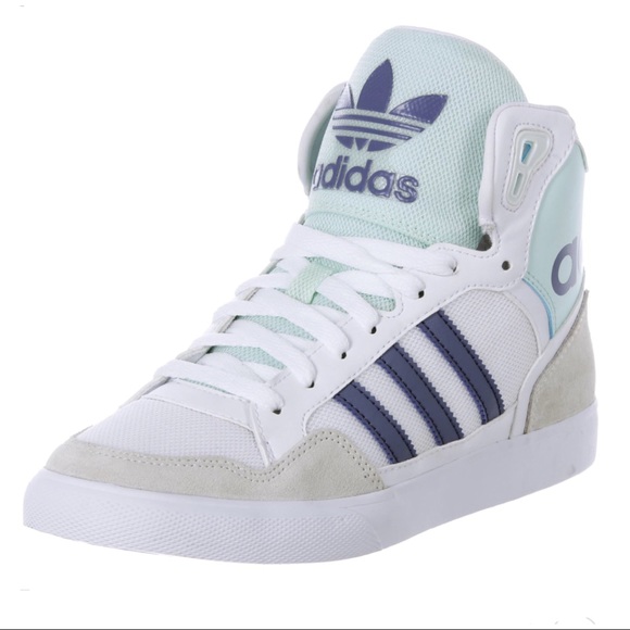 adidas Shoes - ADIDAS Extaball High Top Sneakers 7 White & Blue